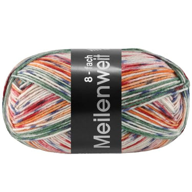Lana Grossa MEILENWEIT 8-ply 150g Print 9961 - Ecru/Pastel/Grey-Blue/Orange/Grey-Green on Sale